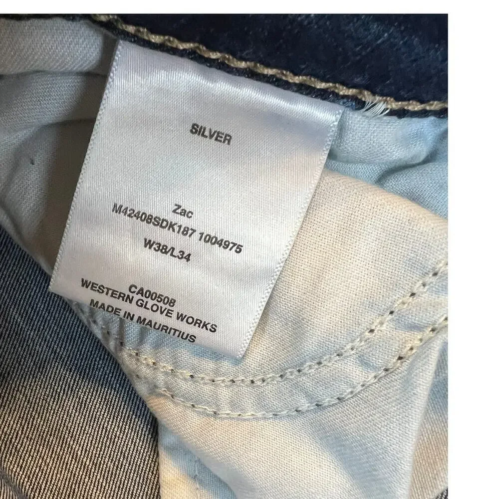 Silver Zac Relaxed Fit Straight Leg Stretch, Slightly Distressed Men's 38/34